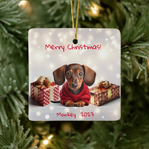 Dachshund Puppy Personalized Tree Ornament