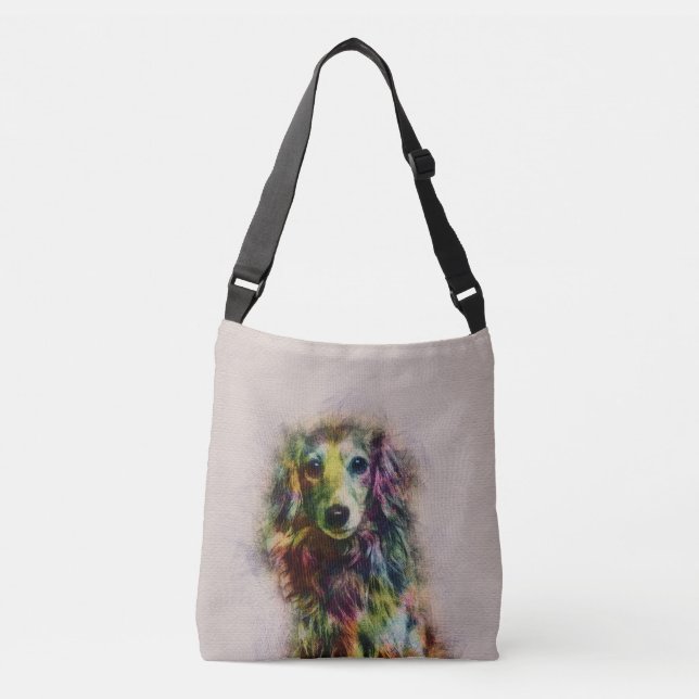Dachshund Puppy Sketch Paint Crossbody Bag (Front)