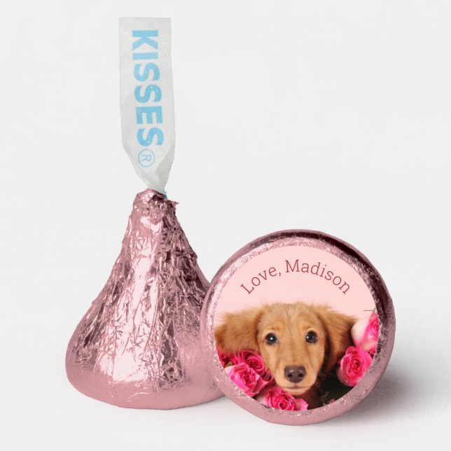 Dachshund Puppy Surrounded by Roses Hershey®'s Kisses® (Front)