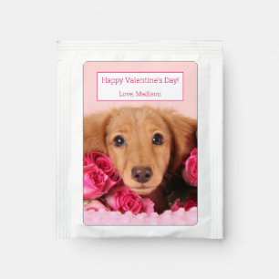 Dachshund Puppy Surrounded by Roses Tea Bag Drink Mix