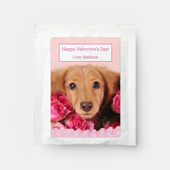 Dachshund Puppy Surrounded by Roses Tea Bag Drink Mix (Front)
