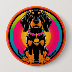 Dachshund Puppy Surrounded by Vibrant Rainbow Button