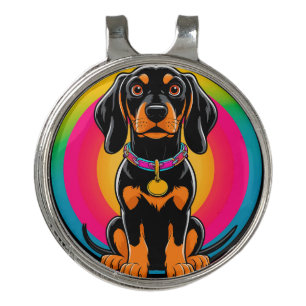 Dachshund Puppy Surrounded by Vibrant Rainbow Golf Hat Clip