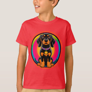 Dachshund Puppy Surrounded by Vibrant Rainbow T-Shirt