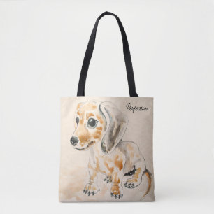 Dachshund Puppy Water Color Art Tote Bag