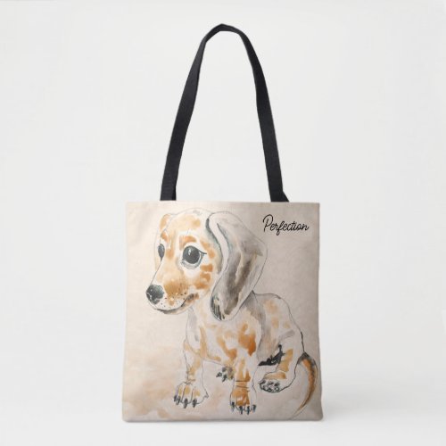 Dachshund Puppy Water Color Art Tote Bag