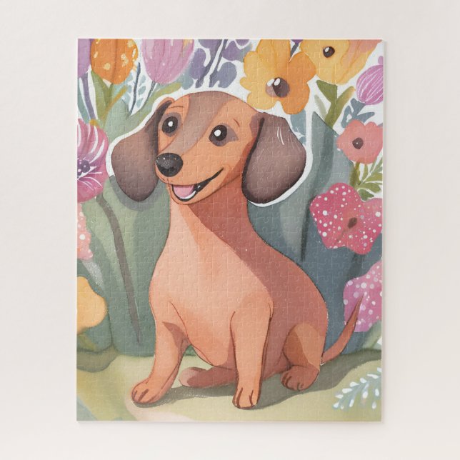 Dachshund Puppy | Watercolor Dog Pet Jigsaw Puzzle (Vertical)