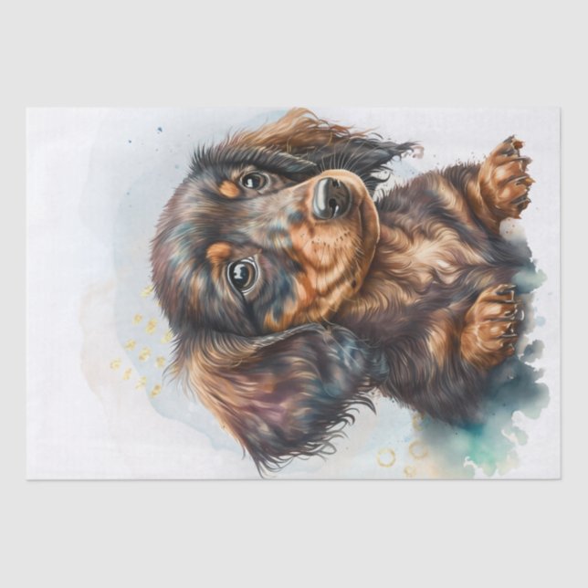 Dachshund Puppy Watercolor Tissue Paper (Front)