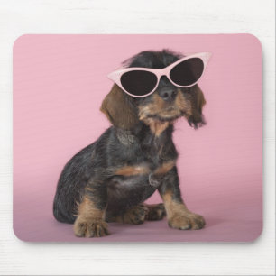 Dachshund Puppy Wearing Sunglasses Mouse Pad