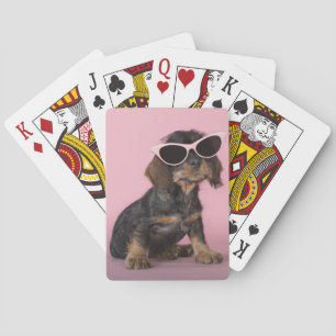 Dachshund Puppy Wearing Sunglasses Poker Cards
