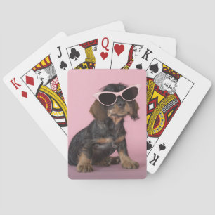 Dachshund Puppy Wearing Sunglasses Poker Cards