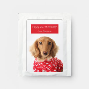Dachshund Puppy Wearing Valentine's Outfit Tea Bag Drink Mix