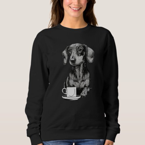 Dachshund Puppy Wiener with Coffee Sweatshirt