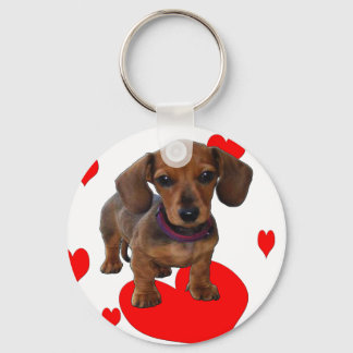 DACHSHUND Puppy with Hearts Keychain