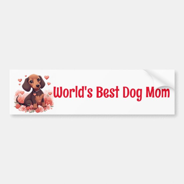 Dachshund Puppy World's Best Dog Mom Bumper Sticker (Front)