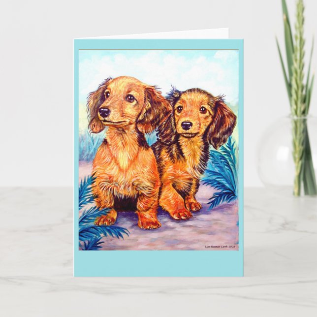 Dachshund Pups Greeting Cards (Front)