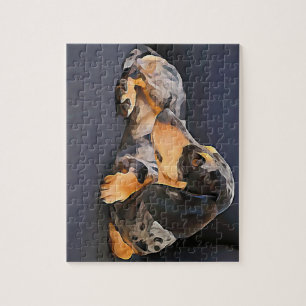 dachshund puzzle blue