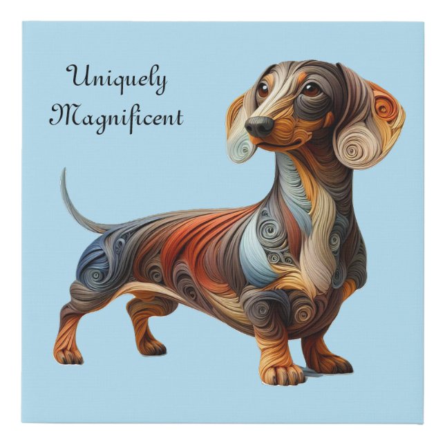 Dachshund Quilling Design Modern Art Faux Canvas Print (Front)