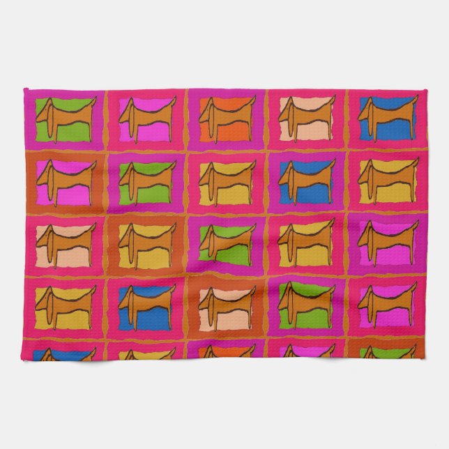 Dachshund Quilt Kitchen Towel (Horizontal)