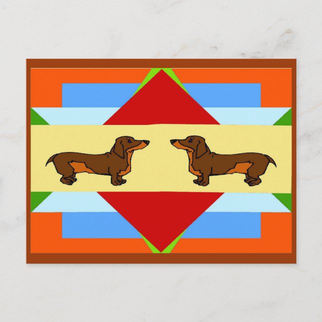Dachshund Quilt Square Card (Front)