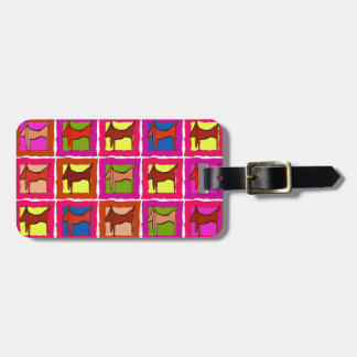 Dachshund Quilt Tiled Dogs edit name Luggage Tag