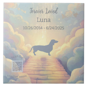 Dachshund Rainbow Bridge Memorial Tile with Music