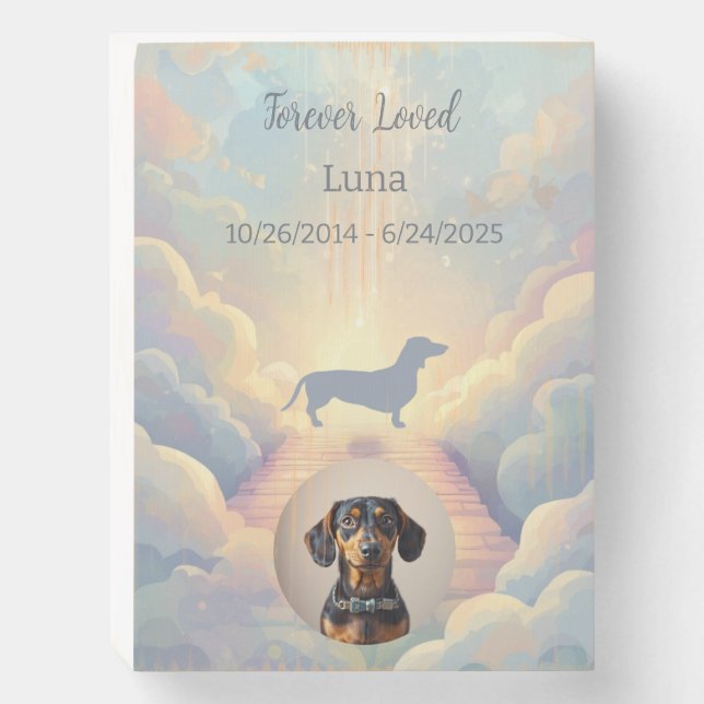 Dachshund Rainbow Bridge Memorial Wood Sign (Front Vertical)