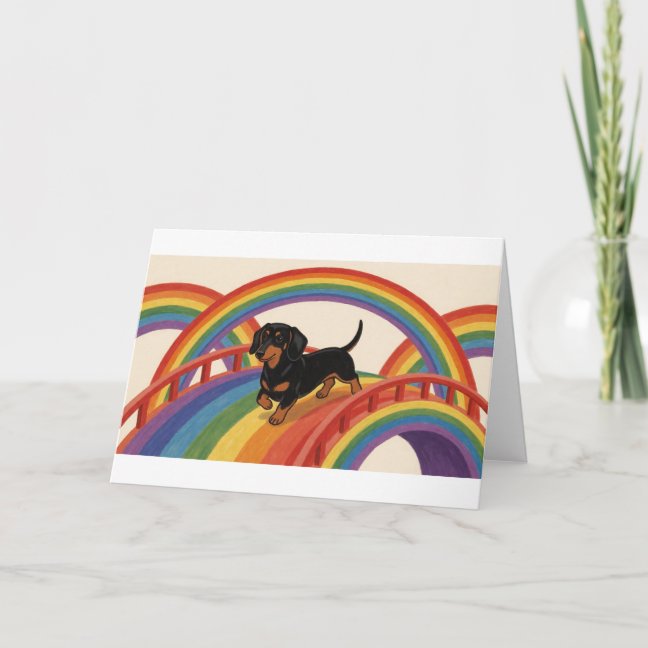 Dachshund Rainbow Bridge Trot Greeting Card