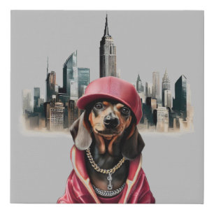 DACHSHUND RAPPER FAUX CANVAS PRINT