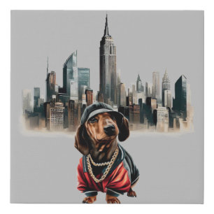 DACHSHUND RAPPER FAUX CANVAS PRINT