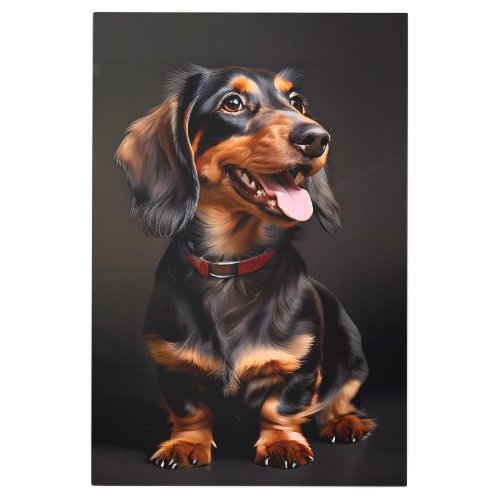 Dachshund Realism Portrait Vertical Metal Print