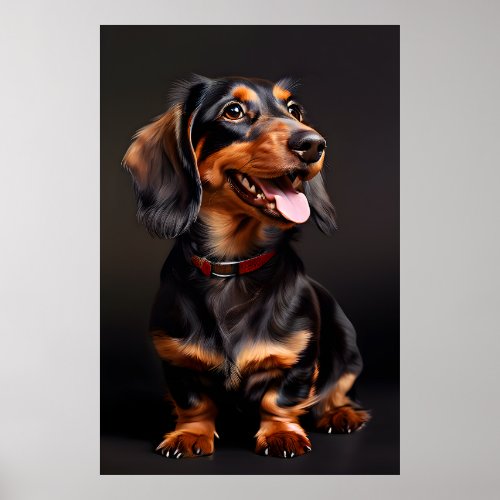 Dachshund Realism Portrait Vertical Poster