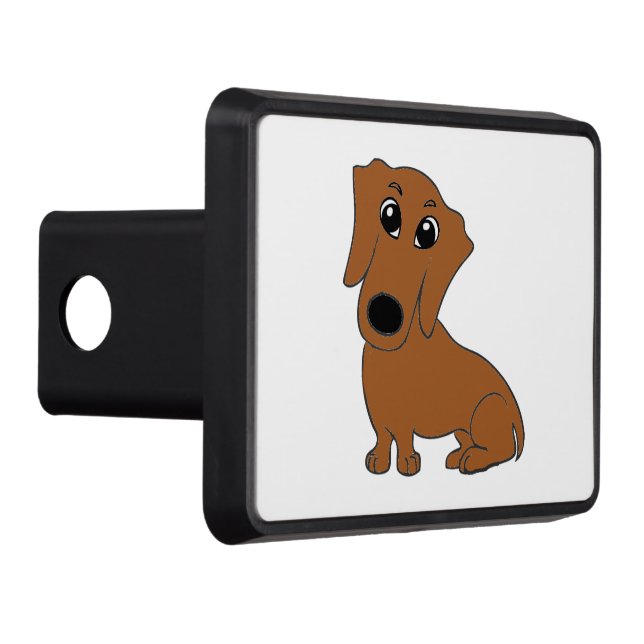 dachshund red cartoon hitch cover (Right)