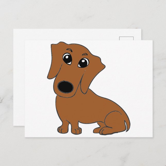 dachshund red cartoon postcard (Front/Back)