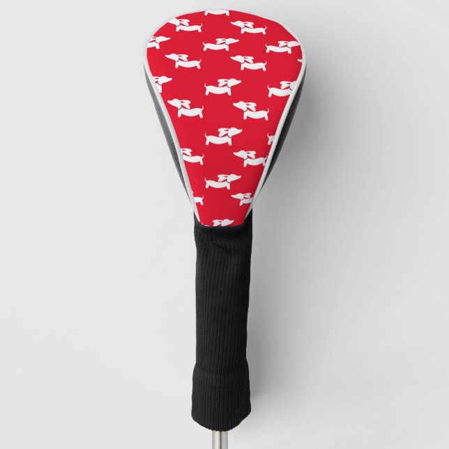 Dachshund Red Golf Head Cover Golfer Gift (Front)
