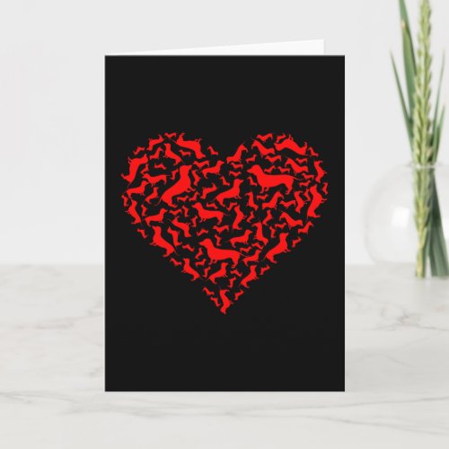 dachshund red heart gift for valentite day card