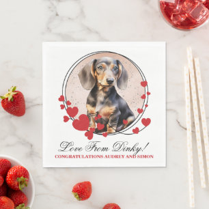 Dachshund Red Heart Wreath with Dogs Photo Napkins