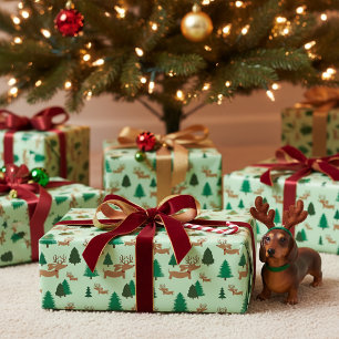 Dachshund reindeer Gift Wrap Wrapping Paper Doxie