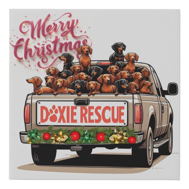 Dachshund Rescue Faux Wrapped Canvas Print (Front)