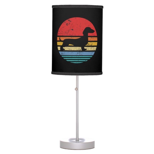 Dachshund Retro Sunset Dog Daschund Classic Table Lamp (Front)