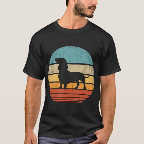 Dachshund Retro Vintage 60s 70s Sunset Wiener Dog  T_Shirt