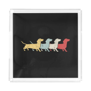 Dachshund Retro Vintage Acrylic Tray
