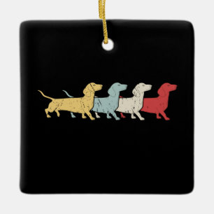 Dachshund Retro Vintage Ceramic Ornament