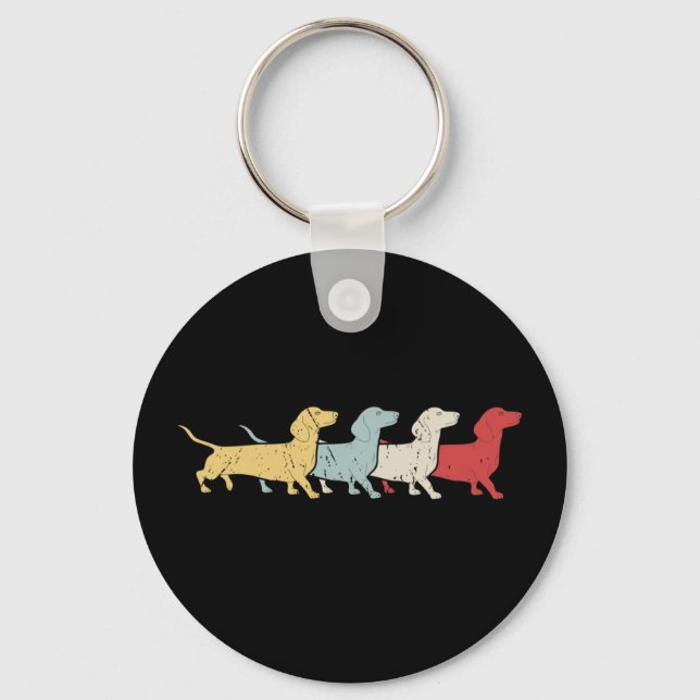 Dachshund Retro Vintage Keychain (Front)