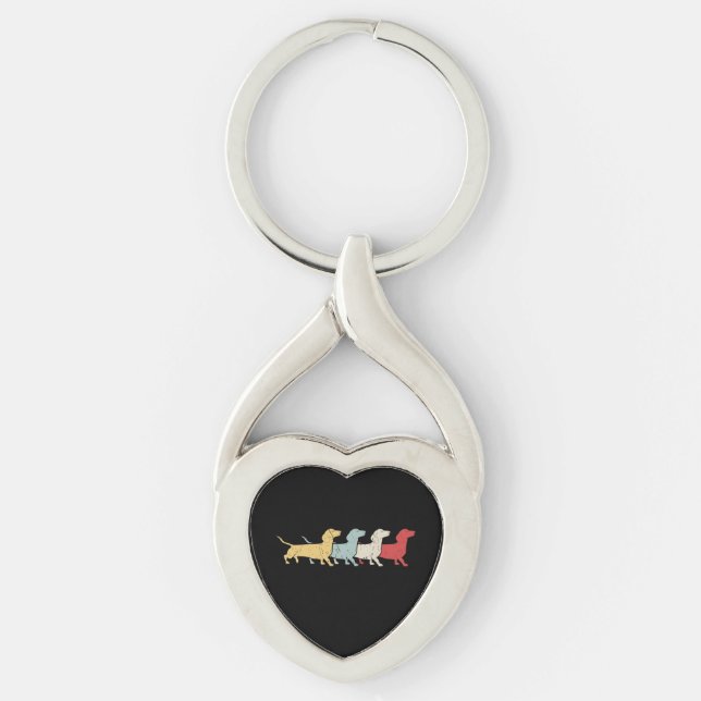Dachshund Retro Vintage Keychain (Front)
