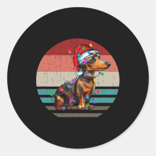 Dachshund Retro Vintage Merry Christmas Xmas Weine Classic Round Sticker