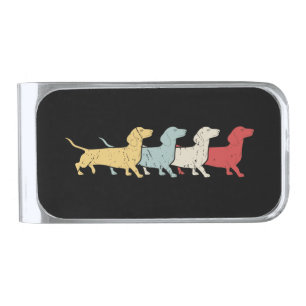Dachshund Retro Vintage Silver Finish Money Clip
