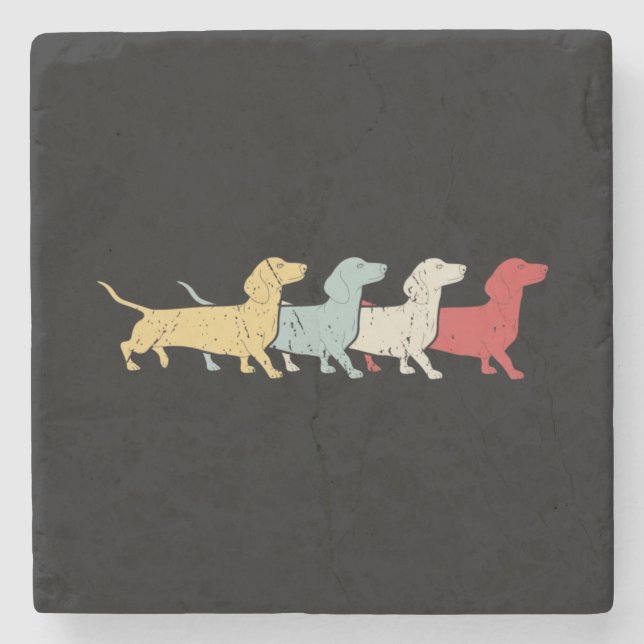 Dachshund Retro Vintage Stone Coaster (Front)
