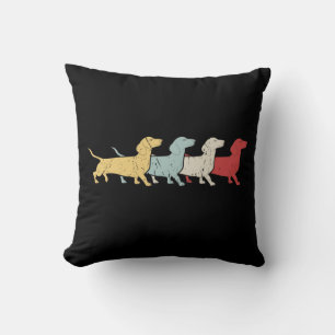 Dachshund Retro Vintage Throw Pillow