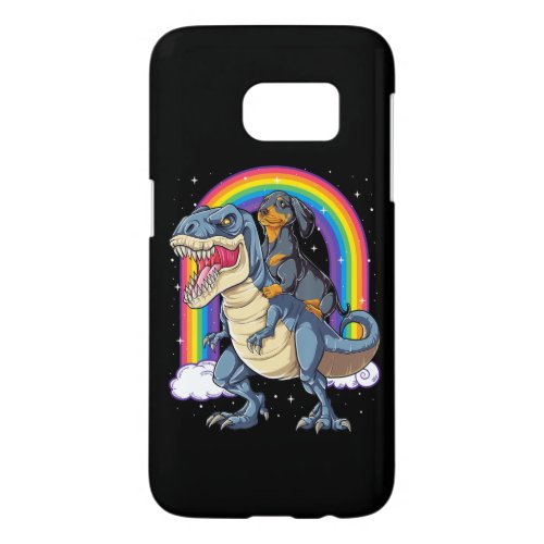 Dachshund Riding Dinosaur T Rex Gifts Boys Kids Me Samsung Galaxy S7 Case
